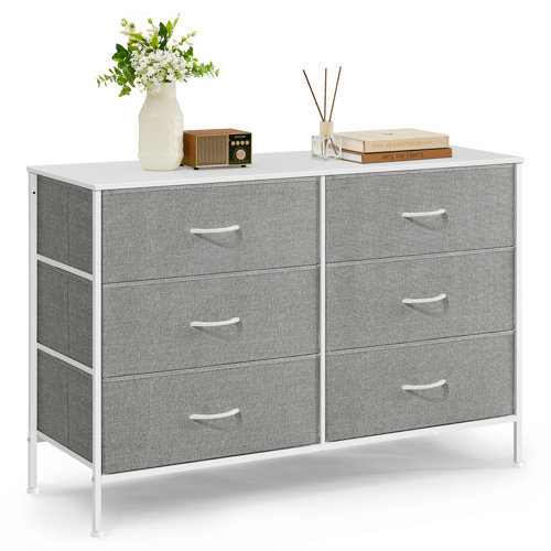 Mana 6-Drawer Dresser Chest, Fabric Storage Unit, 15.7"D x 46.1"W x 30.5"H